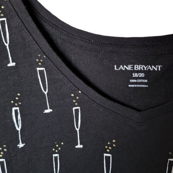 Lane Bryant Black Champagne Flute‎ Print Short Sleeve Tee Plus Size 18 20 - Picture 6 of 8